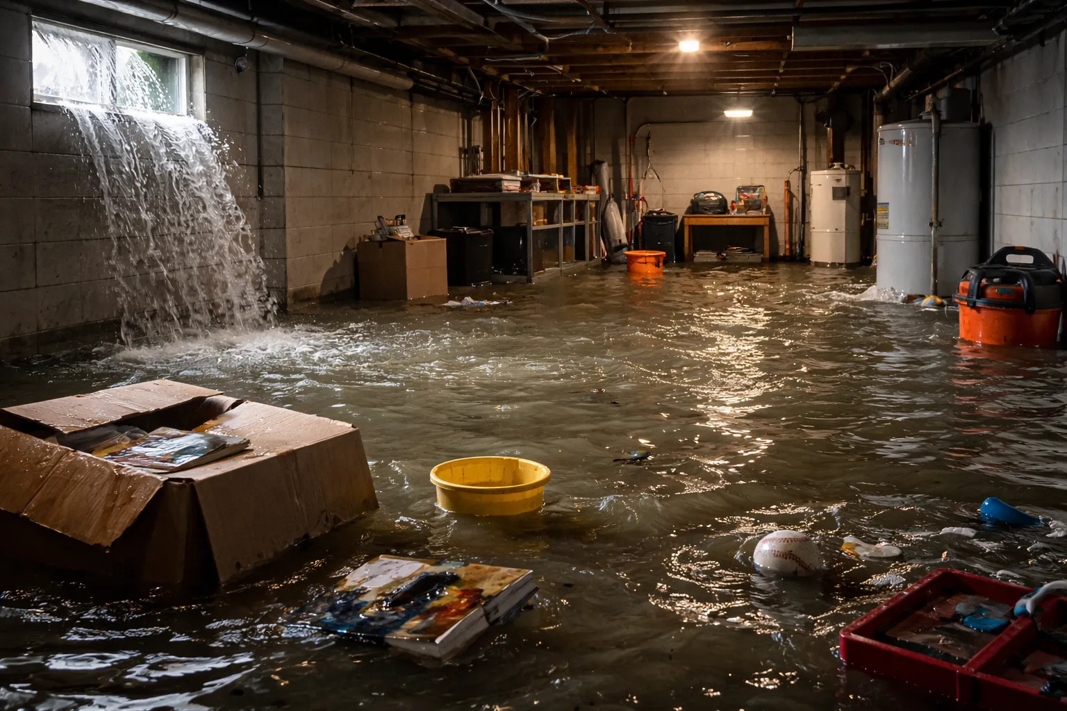 Professional plumber inspecting sump pump equipment